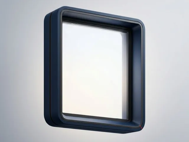 A close-up of an impact-rated window frame being set into place, shown in a minimal grayscale style